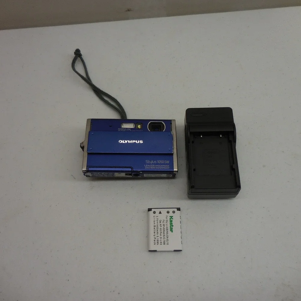 Olympus Stylus 1050 SW 10.1MP Digital Camera Blue Waterproof Shockproof Bundle